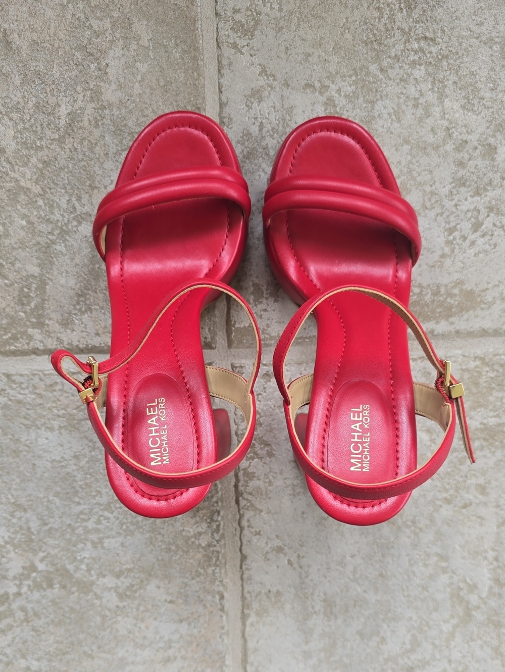 Michael Kors Red Open-Toe Ankle-Strap Sandals